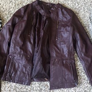 Dark burgundy leather jacket